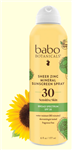 Babo Botanicals Sheer Zinc Mineral Sunscreen Spray SPF 30 6 oz