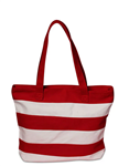 PM- Canvas Fashion Tote - Red and White Stripes